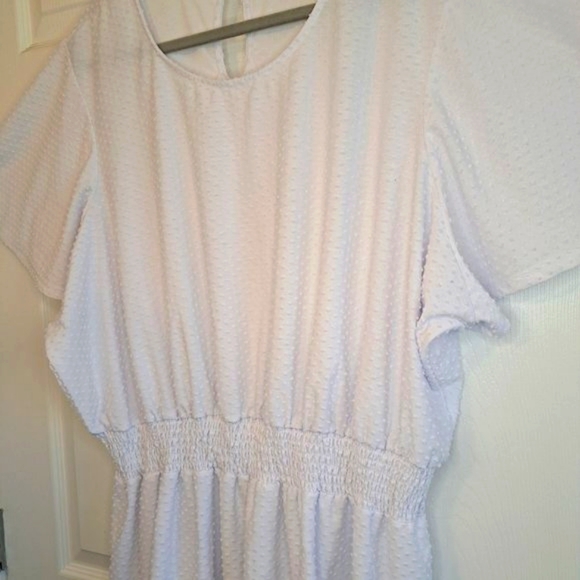 Lane Bryant White Textured Flutter Sleeve Tunic Blouse Plus Size 30/32 - Picture 3 of 7